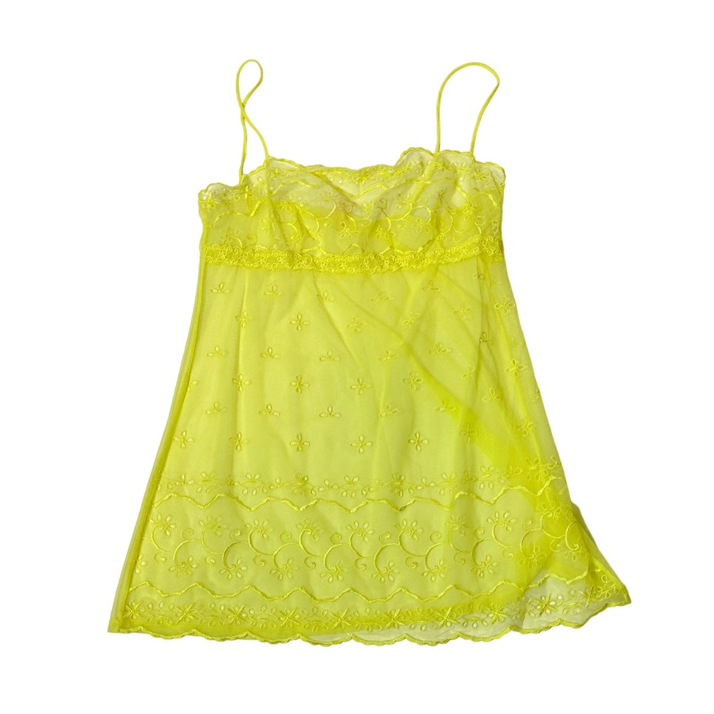 Vintage Y2K Victoria's Secret Sheer Floral Embroidered Babydoll Dress Slip